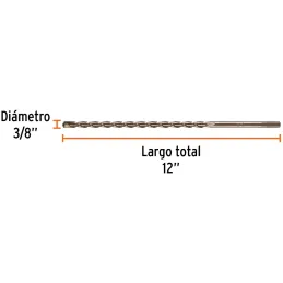 Brocas Concreto 3/8" x12" ZP3-11/32 Truper 11227 Truper-Brocas Concreto 3/8" x12" ZP3-11/32 Truper 11227 Cuerpo de acero al crom