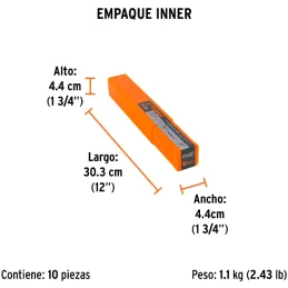 Brocas Concreto 3/8" x12" ZP3-11/32 Truper 11227 Truper-Brocas Concreto 3/8" x12" ZP3-11/32 Truper 11227 Cuerpo de acero al crom