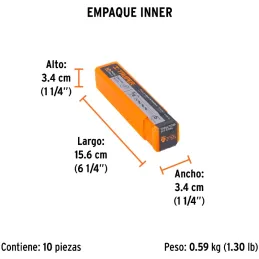 Brocas Concreto 3/8" x6" ZP3-11/32 Truper 11224 Truper-Brocas Concreto 3/8" x6" ZP3-11/32 Truper 11224 Cuerpo de acero al cromo 