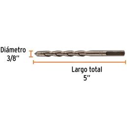 Brocas Concreto 3/8" x5" ZP3 Truper 11221 Truper-Brocas Concreto 3/8" x5" ZP3 Truper 11221 Cuerpo de acero al cromo que ofrece m