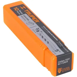 Brocas Concreto 3/8" x5" ZP3 Truper 11221 Truper-Brocas Concreto 3/8" x5" ZP3 Truper 11221 Cuerpo de acero al cromo que ofrece m