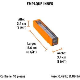Brocas Concreto 3/8" x5" ZP3 Truper 11221 Truper-Brocas Concreto 3/8" x5" ZP3 Truper 11221 Cuerpo de acero al cromo que ofrece m