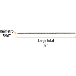 Brocas Concreto 5/16" x12" ZP3-9/32 Truper 11218 Truper-Brocas Concreto 5/16" x12" ZP3-9/32 Truper 11218 Cuerpo de acero al crom