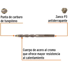 Brocas Concreto 5/16" x4" ZP3 Truper 11212 Truper-Brocas Concreto 5/16" x4" ZP3 Truper 11212 Cuerpo de acero al cromo que ofrece