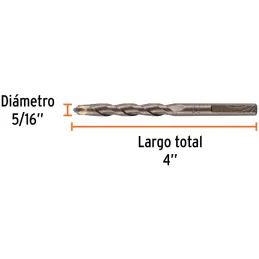Brocas Concreto 5/16" x4" ZP3 Truper 11212 Truper-Brocas Concreto 5/16" x4" ZP3 Truper 11212 Cuerpo de acero al cromo que ofrece