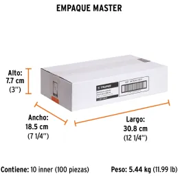 Brocas Concreto 1/4" x12" ZP3 Truper 11209 Truper-Brocas Concreto 1/4" x12" ZP3 Truper 11209 Cuerpo de acero al cromo que ofrece