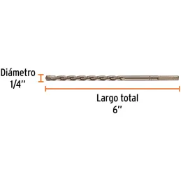 Brocas Concreto 1/4" x6" ZP3 Truper 11206 Truper-Brocas Concreto 1/4" x6" ZP3 Truper 11206 Cuerpo de acero al cromo que ofrece m