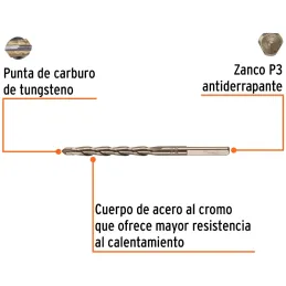 Brocas Concreto 1/4" x4" ZP3 Truper 11203 Truper-Brocas Concreto 1/4" x4" ZP3 Truper 11203 Cuerpo de acero al cromo que ofrece m