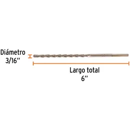 Brocas Concreto 3/16" x6" ZP3 Truper 11258 Truper-Brocas Concreto 3/16" x6" ZP3 Truper 11258 Cuerpo de acero al cromo que ofrece