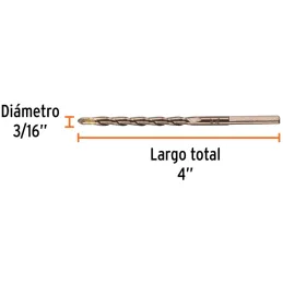 Brocas Concreto 3/16" x4" ZP3 Truper 11200 Truper-Brocas Concreto 3/16" x4" ZP3 Truper 11200 Cuerpo de acero al cromo que ofrece