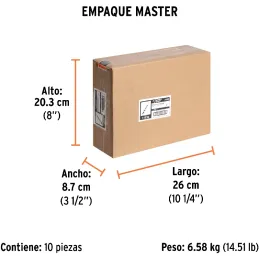 Brocas Metal HSS 1" xL10" Truper 11176 Truper-Brocas Metal HSS 1" xL10" Truper 11176 Uso en metales ferrosos, no ferrosos, mader