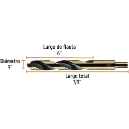Brocas Metal HSS 7/8" xL9" Truper 11174 Truper-Brocas Metal HSS 7/8" xL9" Truper 11174 Uso en metales ferrosos, no ferrosos, mad