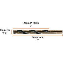 Brocas Metal HSS 9/16" xL7" Truper 11168 Truper-Brocas Metal HSS 9/16" xL7" Truper 11168 Uso en metales ferrosos, no ferrosos, m
