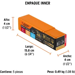 Brocas Metal HSS 1/2" xL6" Truper 11166 Truper-Brocas Metal HSS 1/2" xL6" Truper 11166 Uso en metales ferrosos, no ferrosos, mad
