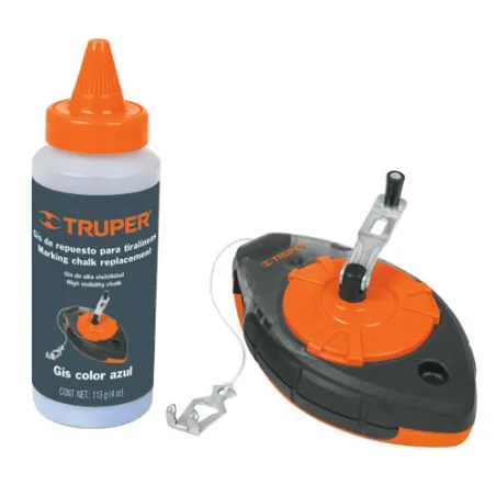 Tiralinea Plastico 30m, con repuesto, bobinado rapido, Incluye Bote de Gis, TL-100 18575 Truper