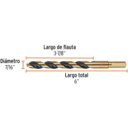 Brocas Metal HSS 7/16" xL6" Truper 11158 Truper-Brocas Metal HSS 7/16" xL6" Truper 11158 Uso en metales ferrosos, no ferrosos, m