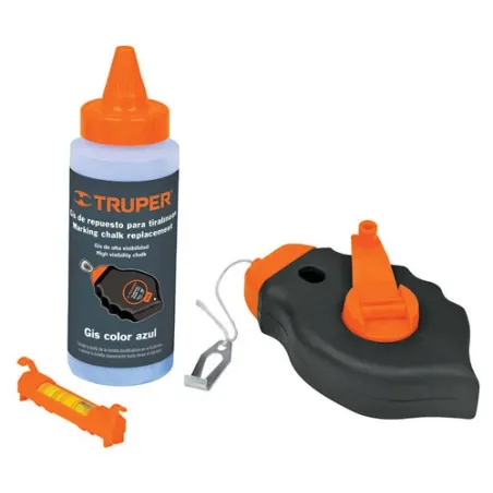  Tiralinea Plastico 30m, con repuesto y nivel, bobinado rapido, Incluye Bote de Gis, TL-50 18574 Truper 10.677966 Tiralinea Plas