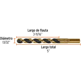 Brocas Metal HSS 13/32" xL5" Truper 11154 Truper-Brocas Metal HSS 13/32" xL5" Truper 11154 Uso en metales ferrosos, no ferrosos,