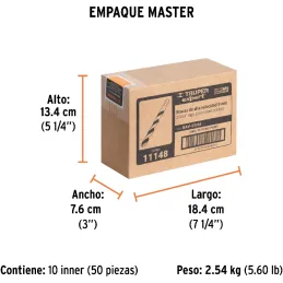 Brocas Metal HSS 23/64" xL5" Truper 11148 Truper-Brocas Metal HSS 23/64" xL5" Truper 11148 Uso en metales ferrosos, no ferrosos,