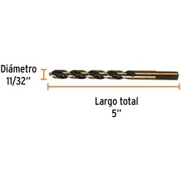 Brocas Metal HSS 11/32" xL5" Truper 11146 Truper-Brocas Metal HSS 11/32" xL5" Truper 11146 Uso en metales ferrosos, no ferrosos,