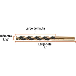 Brocas Metal HSS 5/16" xL5" Truper 11142 Truper-Brocas Metal HSS 5/16" xL5" Truper 11142 Uso en metales ferrosos, no ferrosos, m