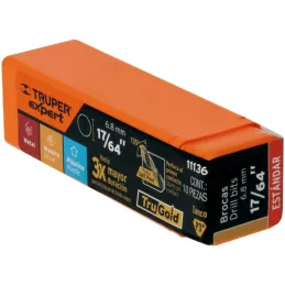 Brocas Metal HSS 17/64" xL4" Truper 11136 Truper-Brocas Metal HSS 17/64" xL4" Truper 11136 Uso en metales ferrosos, no ferrosos,