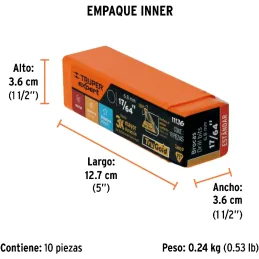 Brocas Metal HSS 17/64" xL4" Truper 11136 Truper-Brocas Metal HSS 17/64" xL4" Truper 11136 Uso en metales ferrosos, no ferrosos,