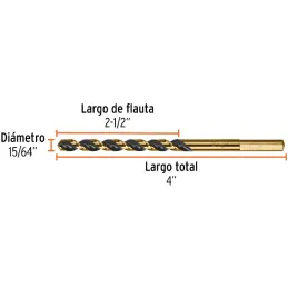 Brocas Metal HSS 15/64" xL4" Truper 11132 Truper-Brocas Metal HSS 15/64" xL4" Truper 11132 Uso en metales ferrosos, no ferrosos,