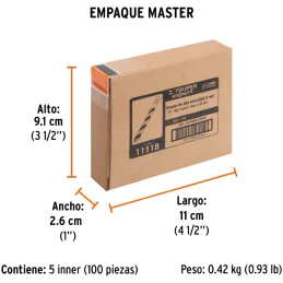 Brocas Metal HSS 1/8" xL3" Truper 11118 Truper-Brocas Metal HSS 1/8" xL3" Truper 11118 Uso en metales ferrosos, no ferrosos, mad