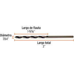 Brocas Metal HSS 7/64" xL3" Truper 11116 Truper-Brocas Metal HSS 7/64" xL3" Truper 11116 Uso en metales ferrosos, no ferrosos, m