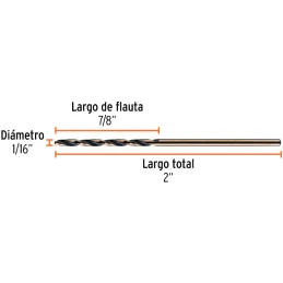 Brocas Metal HSS 1/16" xL2" Truper 11110 Truper-Brocas Metal HSS 1/16" xL2" Truper 11110 Uso en metales ferrosos, no ferrosos, m