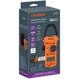 Pinza Amperimetrica Profesional 600V 400A MUT-202 True RMS Truper 10404 Truper-Pinza Amperimetrica Profesional 600V 400A MUT-202