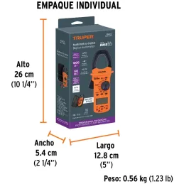 Pinza Amperimetrica Profesional 600V 400A MUT-202 True RMS Truper 10404 Truper-Pinza Amperimetrica Profesional 600V 400A MUT-202