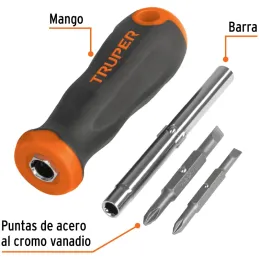 Juego Desarmadores Multipunta 2 Puntas Dobles y Barra con 2 Cajas Hexagonales, DT-4 14200 Truper Truper-Juego Desarmadores Multi