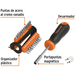 Juego Desarmadores Multipunta 33 Puntas, Acero al cromo Vanadio, porta punta magnetico, DPM-33 13595 Truper Truper-Juego Desarma