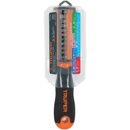 Juego Desarmadores Multipunta 33 Puntas, Acero al cromo Vanadio, porta punta magnetico, DPM-33 13595 Truper Truper-Juego Desarma