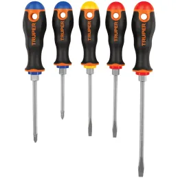 Juego Desarmadores 5 Pza 3/16 1/4" ComfortGrip Truper 14138 Truper-Juego Desarmadores 5 Pza 3/16 1/4" ComfortGrip Truper 14138 B