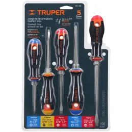 Juego Desarmadores 5 Pza 3/16 1/4" ComfortGrip Truper 14138 Truper-Juego Desarmadores 5 Pza 3/16 1/4" ComfortGrip Truper 14138 B