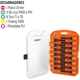 Juego con 15 Desarmadores Joyero, MPlastico Ergonomico, uso electronica y Presicion, Truper 14205 Truper-Juego con 15 Desarmador