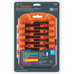 Juego con 15 Desarmadores Joyero, MPlastico Ergonomico, uso electronica y Presicion, Truper 14205 Truper-Juego con 15 Desarmador