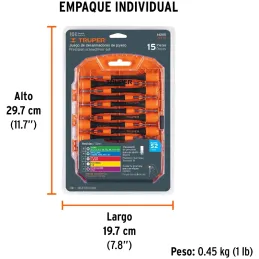 Juego con 15 Desarmadores Joyero, MPlastico Ergonomico, uso electronica y Presicion, Truper 14205 Truper-Juego con 15 Desarmador