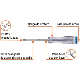 Desarmador Estrella de Golpe 3/16 x3" Bhex Macetato Truper 14143 Truper-Desarmador Estrella de Golpe 3/16 x3" Bhex Macetato Trup
