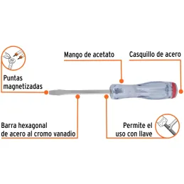 Desarmador Plano de Golpe 3/16" x3" Bhex Macetato Truper 14155 Truper-Desarmador Plano de Golpe 3/16" x3" Bhex Macetato Truper 1