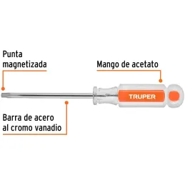 Desarmador Torx T-30 MAcetatoAcrVanadio Truper 15106 Truper-Desarmador Torx T-30 MAcetatoAcrVanadio Truper 15106 Barra de acero 