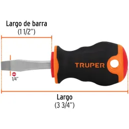 Desarmador Plano Bhex 1/4" x1-1/2" ComfortGrip Truper 14003 Truper-Desarmador Plano Bhex 1/4" x1-1/2" ComfortGrip Truper 14003 B