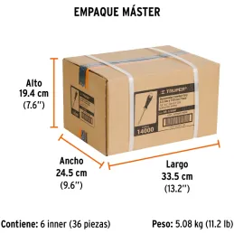 Desarmador Plano Bhex 1/4" x6" ComfortGrip Truper 14000 Truper-Desarmador Plano Bhex 1/4" x6" ComfortGrip Truper 14000 Barra hex