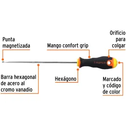 Desarmador Cabinet BHex 1/8" x6" ComfortGrip Truper 14025 Truper-Desarmador Cabinet BHex 1/8" x6" ComfortGrip Truper 14025 Barra