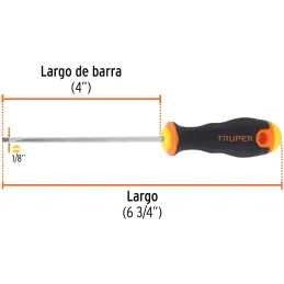Desarmador Cabinet BHex 1/8" x4" ComfortGrip Truper 14019 Truper-Desarmador Cabinet BHex 1/8" x4" ComfortGrip Truper 14019 Barra