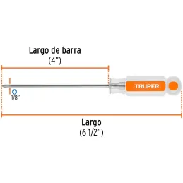 Desarmador Estrella 1/8" x4" N0 Macetato Truper 14053 Truper-Desarmador Estrella 1/8" x4" N0 Macetato Truper 14053 Barra de acer