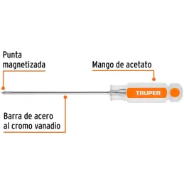 Desarmador Estrella 1/8" x4" N0 Macetato Truper 14053 Truper-Desarmador Estrella 1/8" x4" N0 Macetato Truper 14053 Barra de acer